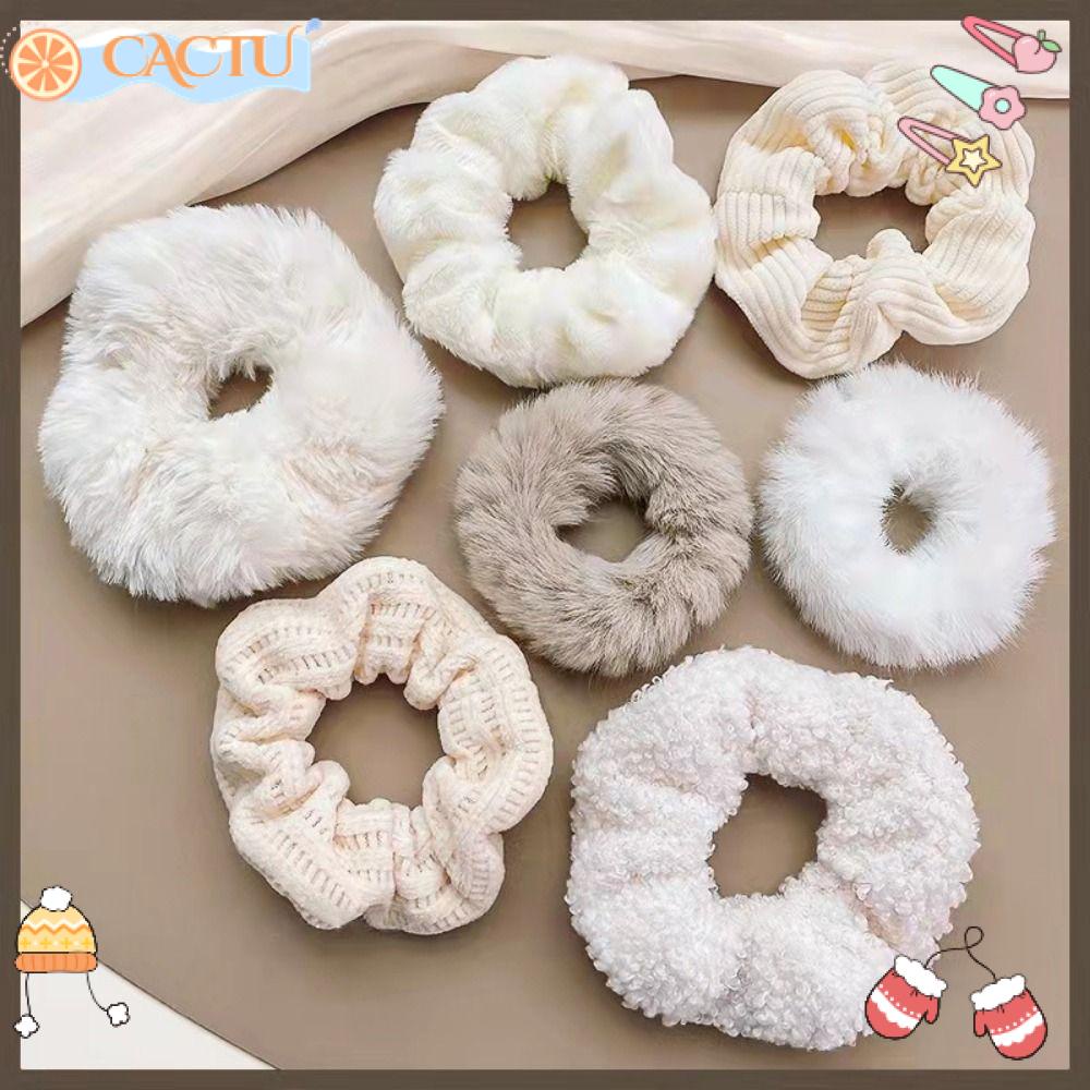 Bộ 7 Dây Cột Tóc Lông Thỏ Giả Co Giãn Dành Cho Nữ