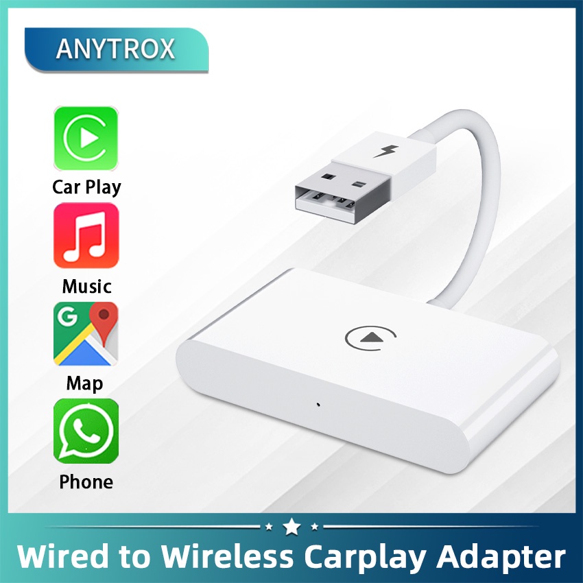 ANYTROX Bộ điều hợp CarPlay không dây cho CarPlay Dongle, Chuyển đổi CarPlay có dây của nhà máy sang CarPlay không dây