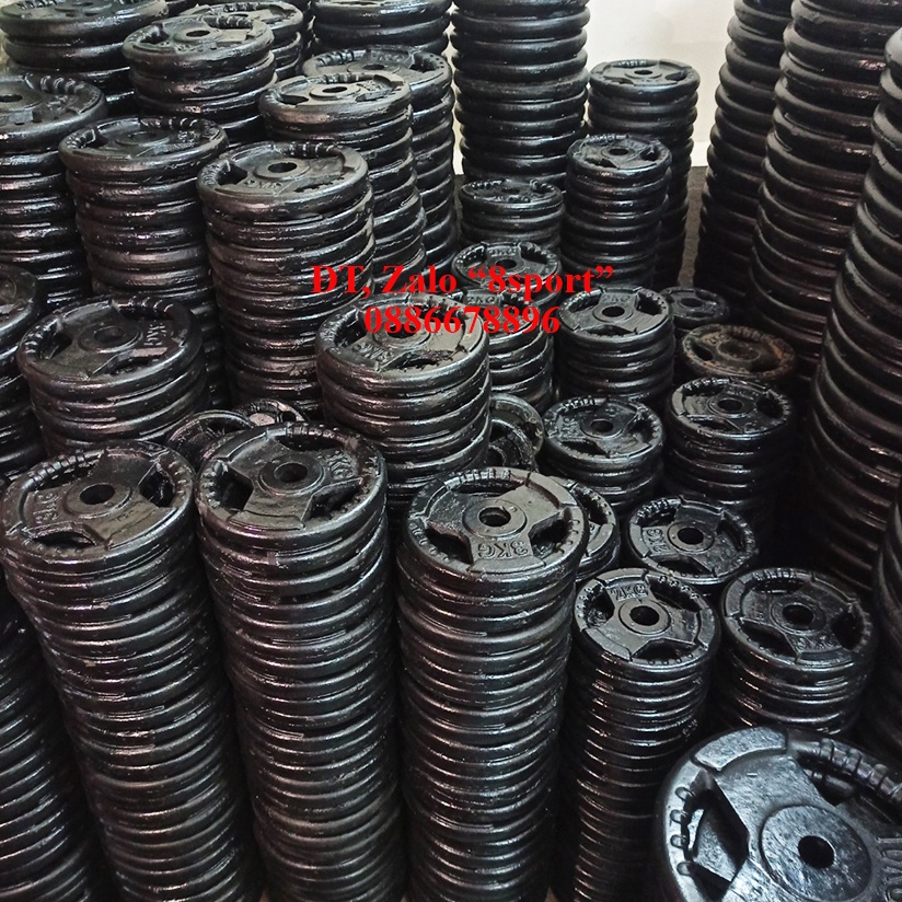 Bánh tạ tập gym, tạ gang 2kg lỗ phi 27 kết hợp với đòn tạ, siêu cứng cho độ bền cao, giá tại XƯỞNG NHÀ