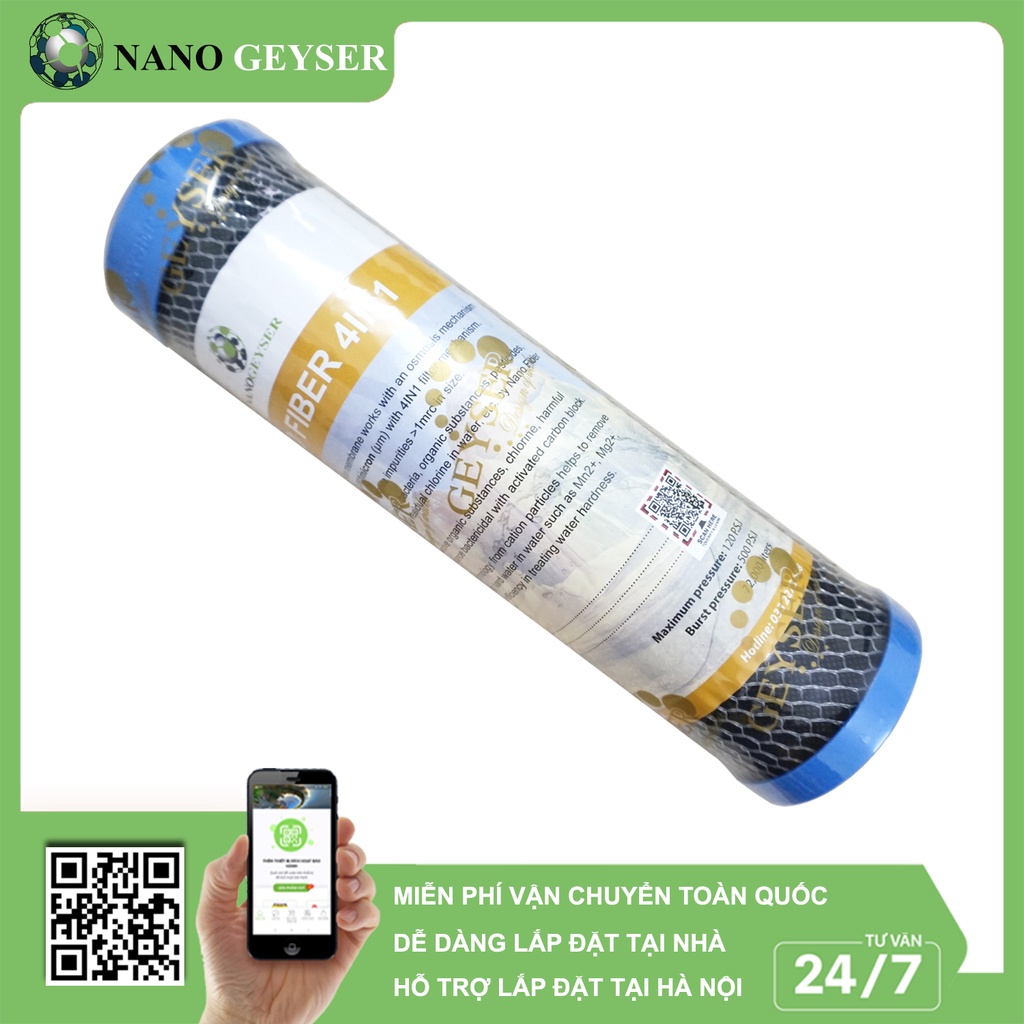 Bộ 3 lõi lọc nước 123 dùng cho các dòng máy NANO, Lõi PP.2IN1.GAC, Cation, Nano Fiber 4IN1
