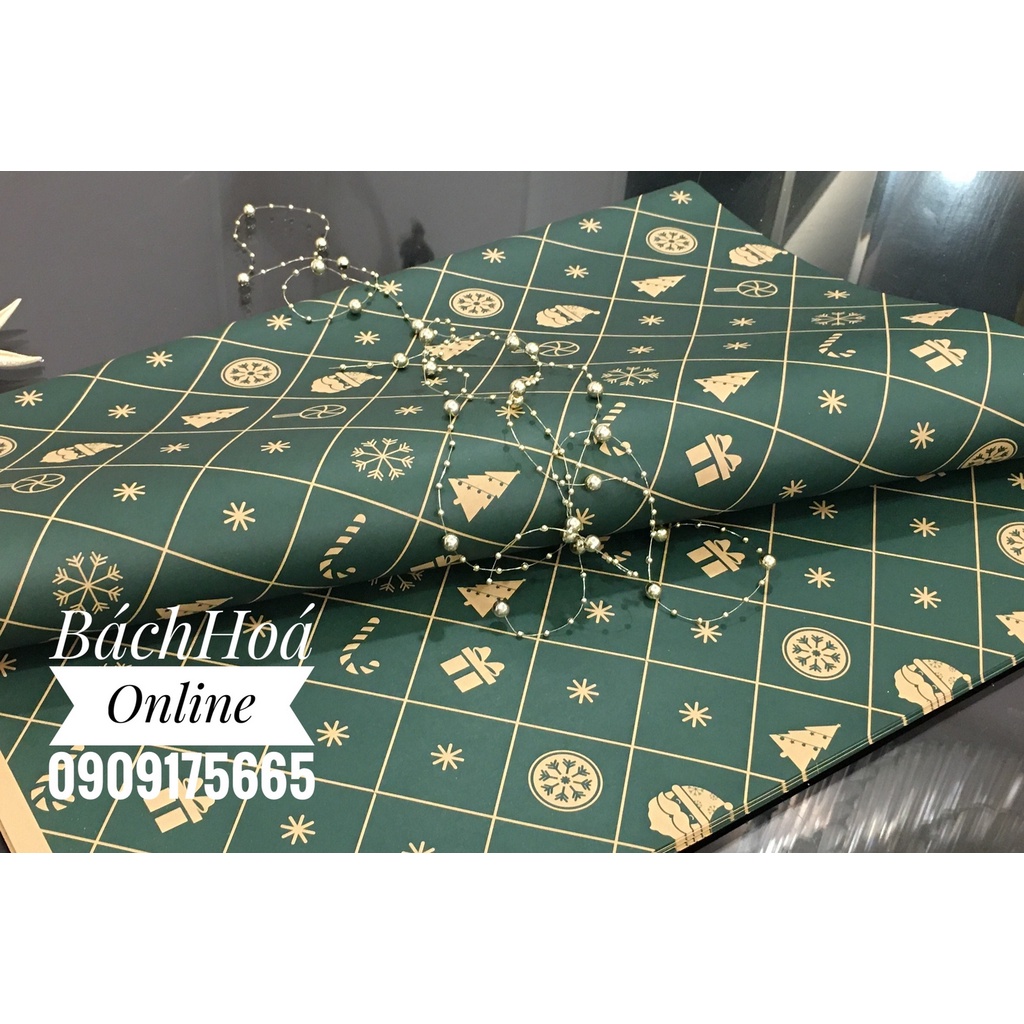 Giấy gói quà Noel-Giáng sinh - tông xanh
