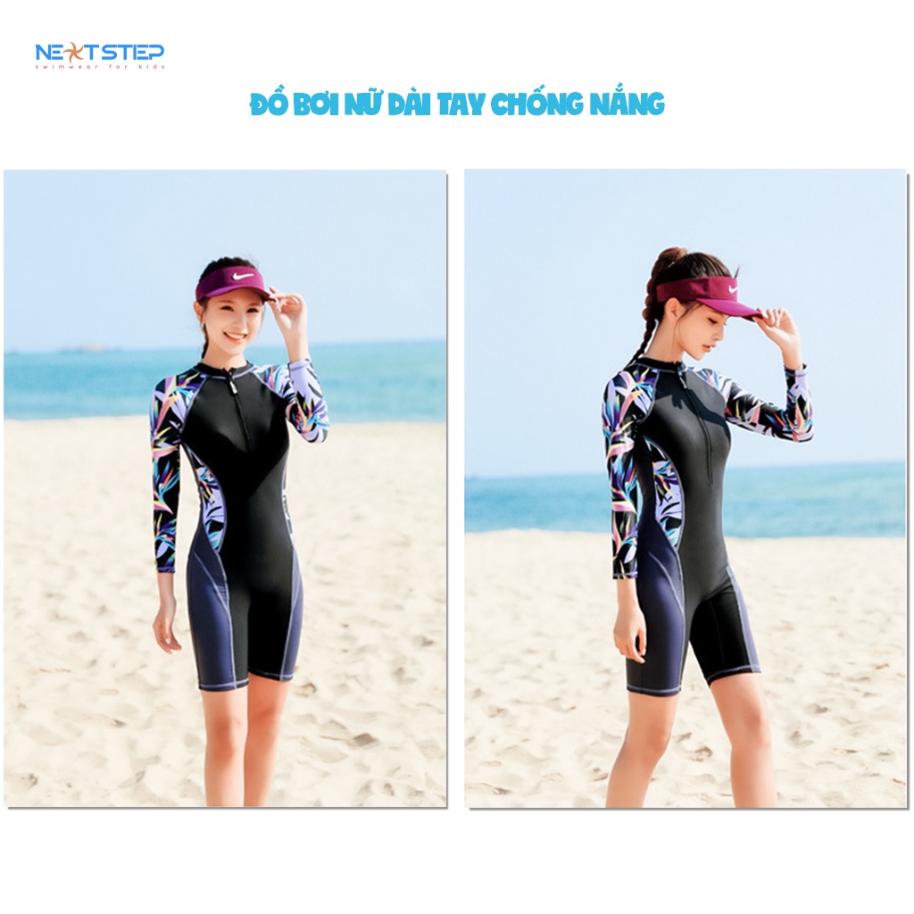 Đồ bơi nữ, đồ tắm biển, đồ bơi một mảnh | dài tay chuyên nghiệp chống nắng kín đáo cho bạn gái thêm tự tin khi bơi lội