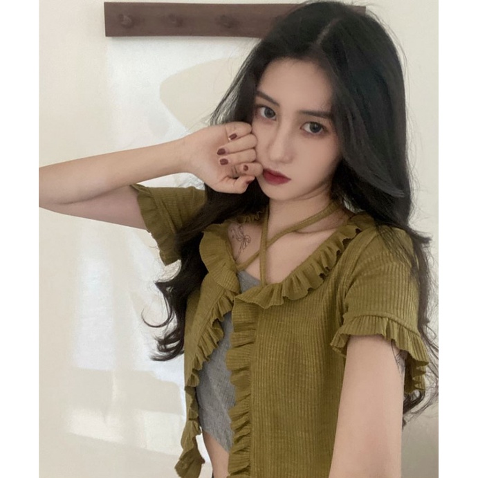 Porozi Áo Khoác cardigan Dệt Kim Tay Ngắn Thời Trang Hàn Quốc Cho Nữ