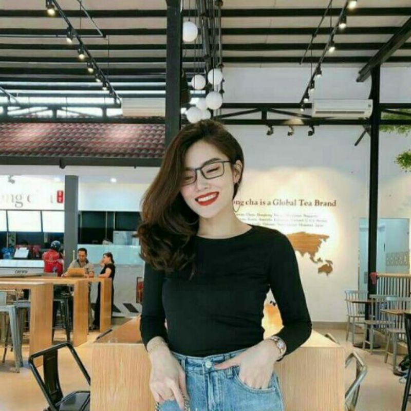 Áo Thun Trơn Dáng Ôm Body Dài Tay Korea Nữ