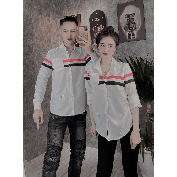 (FREE SHIP) SIÊU SALE SƠ MI NAM NỮ IN TD MẪU HOT THIẾT KẾ TAY DÀI ĐƠN GIẢN CÓ KẺ SỌC THOẢI MÁI KHI MẶC HOKO SHOP VALENTI