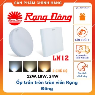 Đèn led ốp trần tròn tràn viền 12w,18w, 24w - rạng đông chính hãng