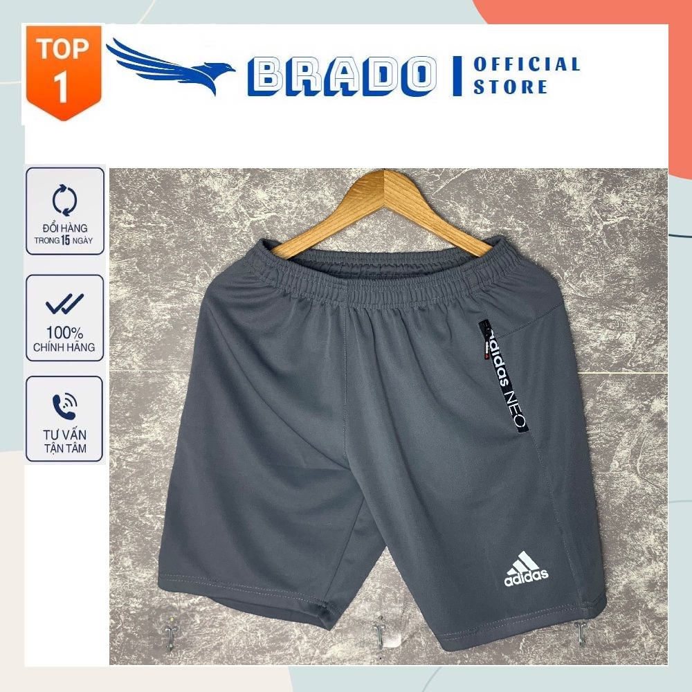 Quần Short, Quần Đùi 𝐀.𝐃𝐈𝐃𝐀𝐒 Thể Thao Nam Cao Cấp, Túi Khóa Chống Nước, Chất Vải Poly 2 Da Nhập Khẩu Co Giãn 4 Chiều