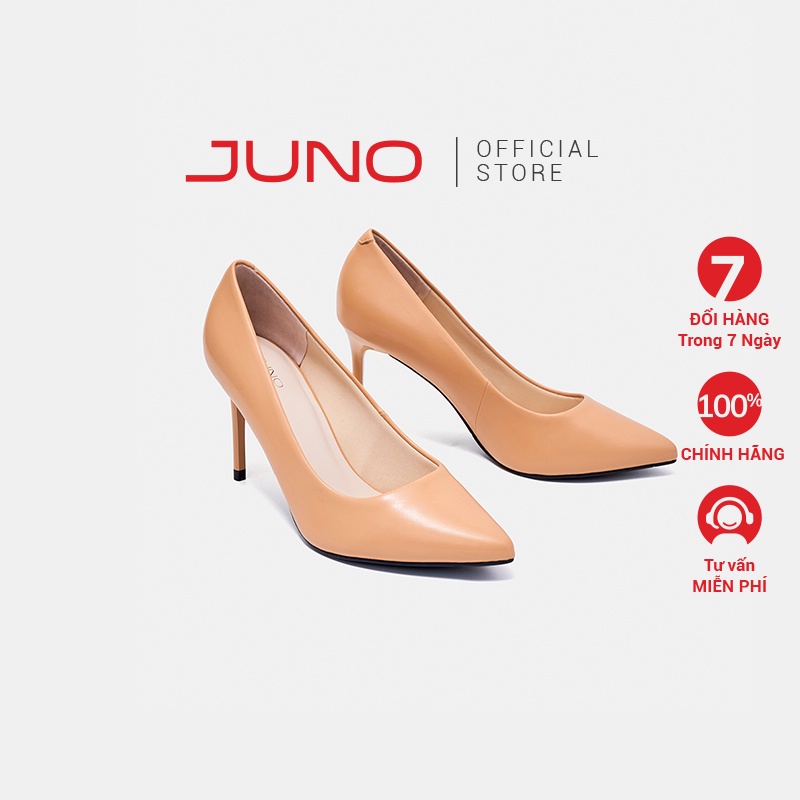 Giày Cao Gót 9cm Thời Trang JUNO Da Trơn Mũi Nhọn CG09104