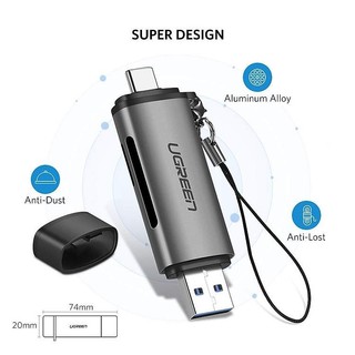 UGREEN USB-C TF + SD Card Reader with USB Power