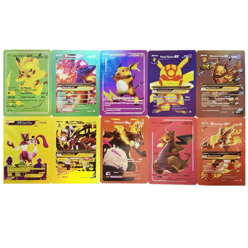 Bộ 10 Thẻ Bài Pokemon GX EX Laser Tiếng Anh