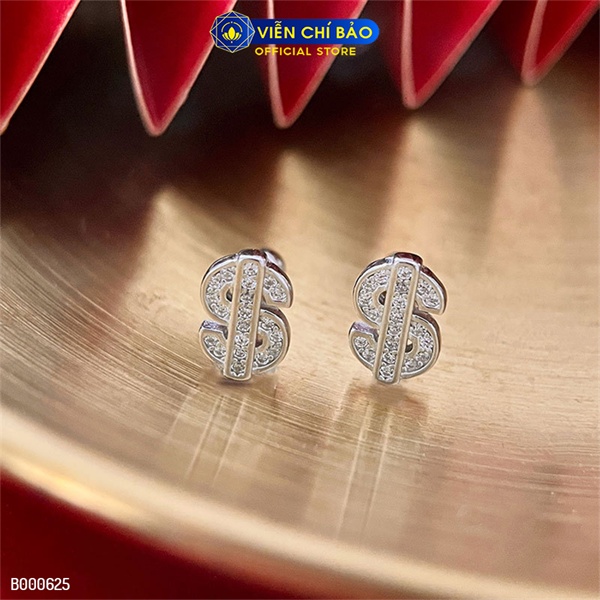 Bông tai tiề n đô chất liệu bạc Thái 925 thời trang phụ kiện trang sức nữ Viễn Chí Bảo B000625
