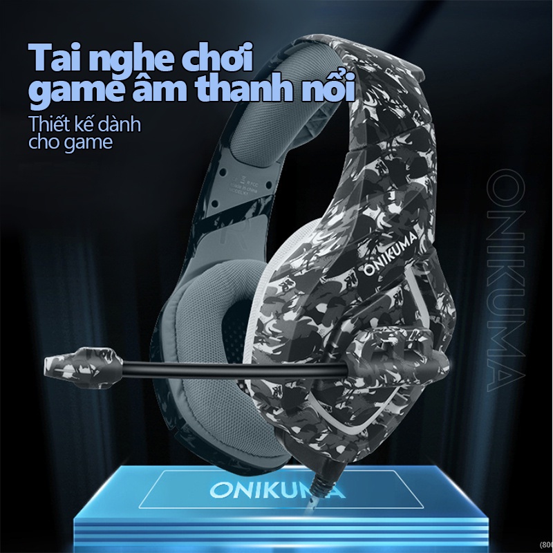 Tai nghe chụp tai chơi game ONIKUMA K1B Màu xám với micrô,  Gaming Headphone, Cho Máy tính xách tay PC Laptop Vi tính