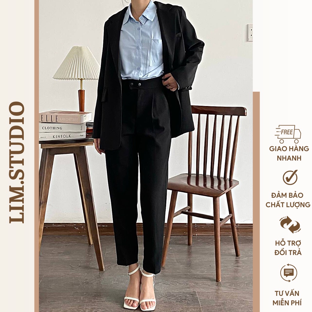 QUẦN BAGGY BASIC ĐAI NÚT | lim.studio [ảnh thật/video thật]