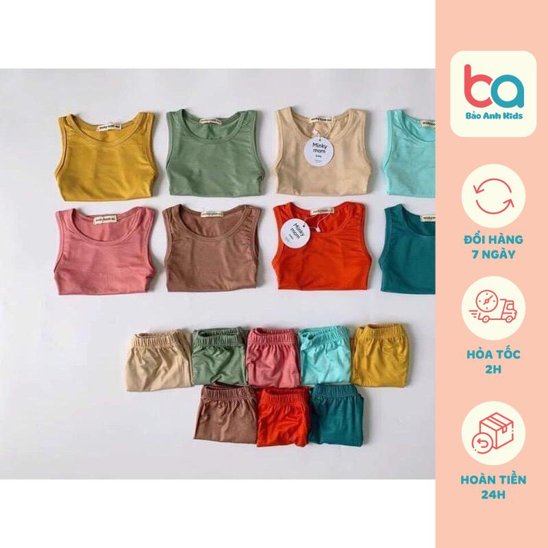 Bộ 3 Lỗ Bé Gái Bé Trai Minky Mom Chất Thun Lạnh Trơn Basic, Bộ Mặc Nhà Cho Bé- BLTRON1