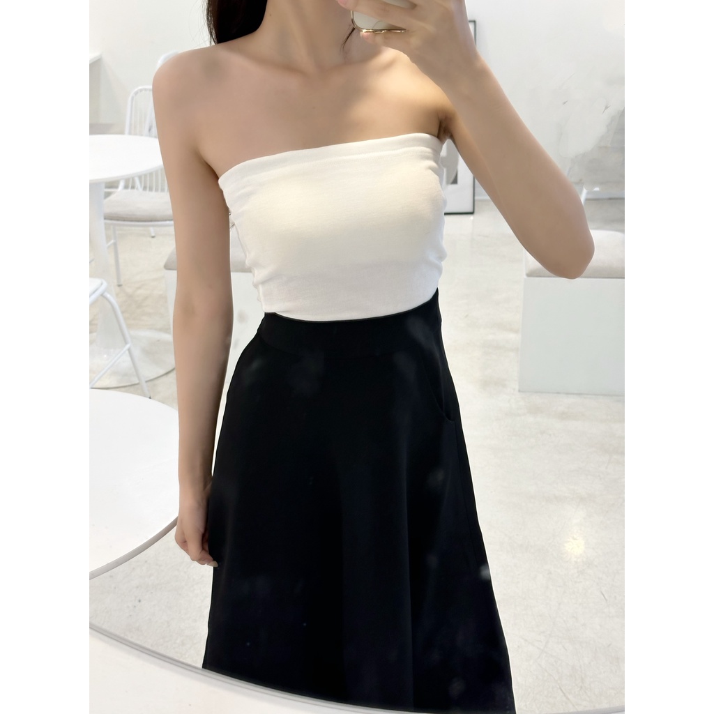 YU CHERRY | Áo ống / quây có mút ngực đệm trong, dáng croptop không xù lông YU's Strapless YA438