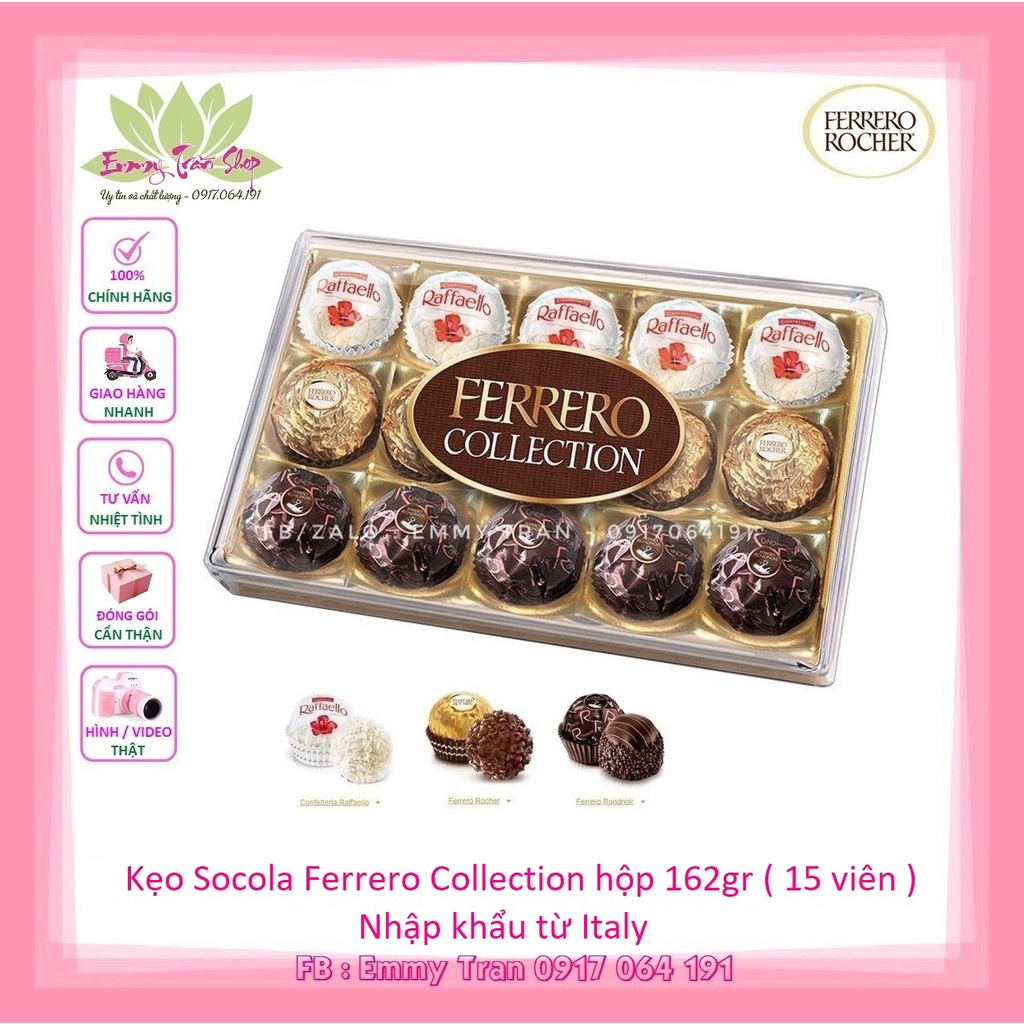 Kẹo Socola FERRERO COLLECTION CHOCOLATE 162g (15 Viên) - Nhập Khẩu Từ Italy ( Emmy Tran )