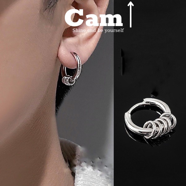 Khuyên tai kẹp nam tròn nữ GIÁ 1 CHIẾC Bạc không cần xỏ lỗ Bông Tai Camcam đơn giản đẹp nhỏ xinh cao cấp - Hoa tai HPer