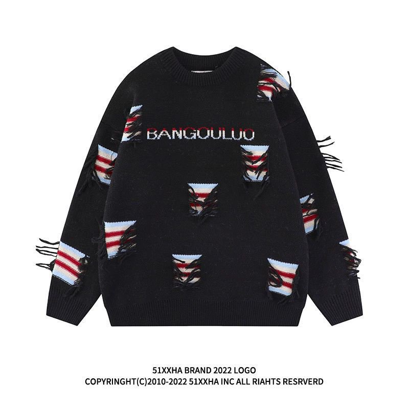 Áo Khoác Sweater Dệt Kim Dáng Rộng Thiết Kế Tua Rua Phong Cách Hip Hop Đường Phố Thu Đông Niche Dành Cho Cặp