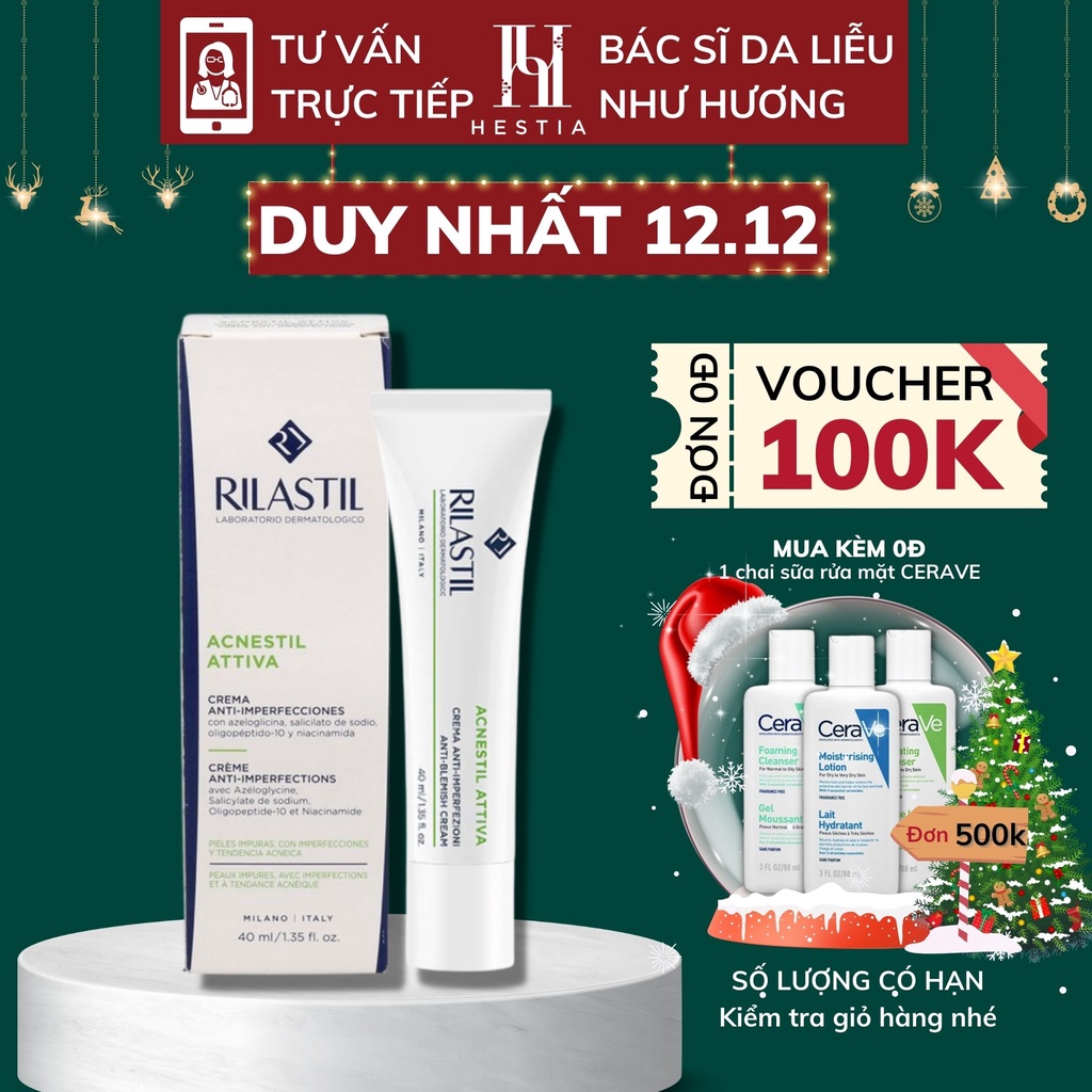 Kem kiềm dầu ngừa mụn dành cho da mụn Rilastil Acnestil Attiva Cream 40ml
