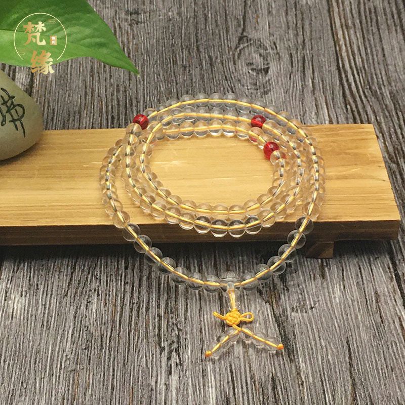Vòng Tay Chuỗi 108 Hạt Đá Pha Lê Trắng Nhiều Lớp Dành Cho Nam Nữ