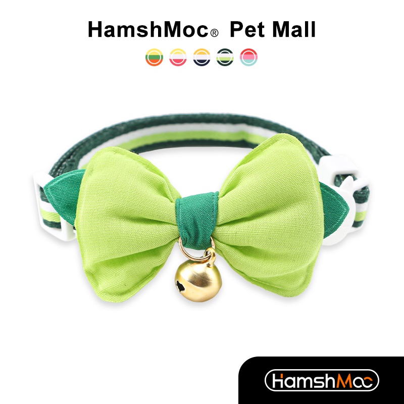 HamshMoc Vòng Cổ Nhẹ Mềm Mại Thoải Mái Bền Bỉ Có Chuông Và Nơ Dễ Thương Có Thể Điều Chỉnh Cho Thú Cưng / Mèo / Thỏ