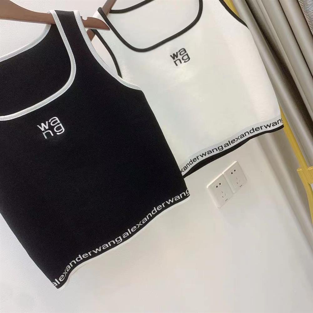 Áo Hai Dây Dệt Kim Dáng Ôm Thêu Chữ Thời Trang Xuân Hè Cho Bạn Gái