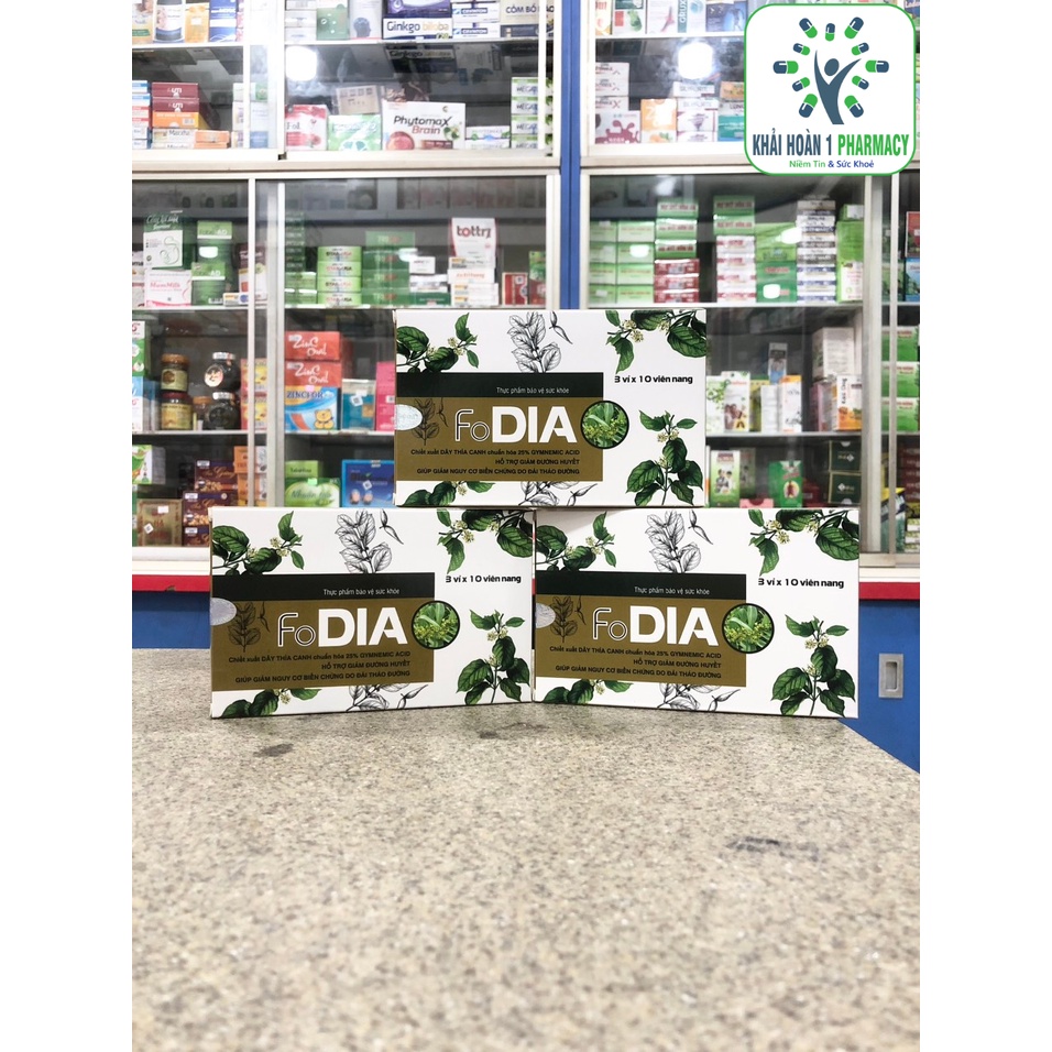 Viên uống ổn định đường huyết FODIA chiết từ dây thìa canh chuẩn hóa 25% Gymnemic Acid - Hộp 30 viên