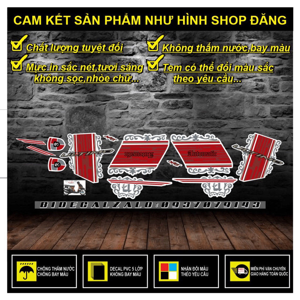 TEM RỜI MIO ULTIMO 2009 MẪU ZIN DÁN XE TRẮNG - THU DECAL