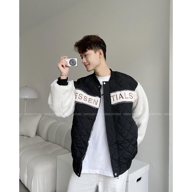 Áo Bomber ESSENTIAL Phối Tay Lông Cừu