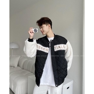 Áo bomber essential phối tay lông cừu