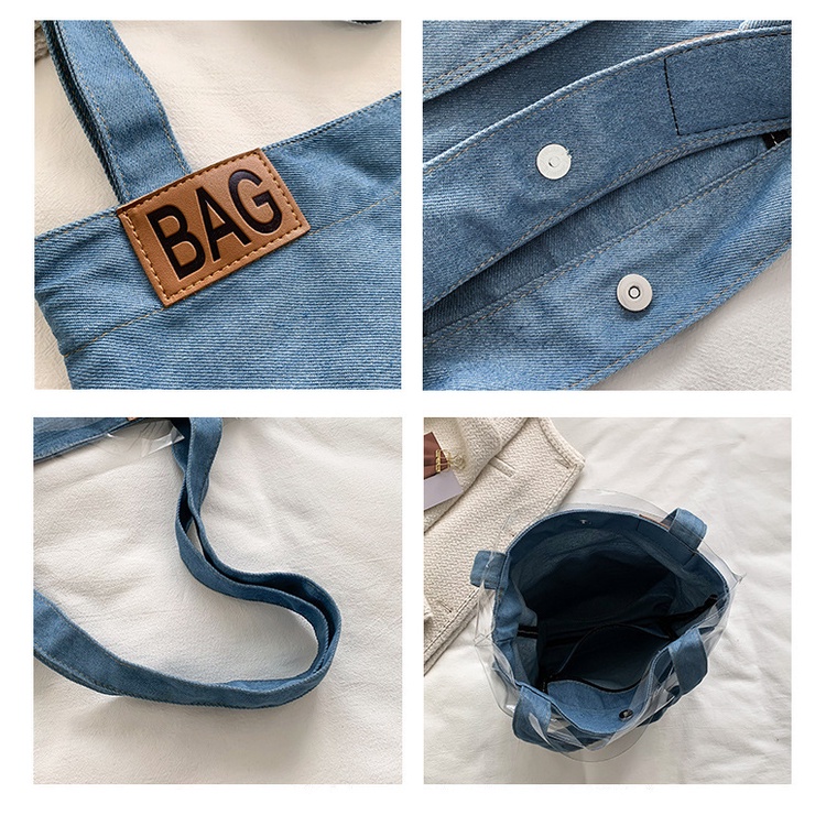 Túi Xách Denim Cỡ Lớn Đa Năng Thời Trang Hàn Quốc