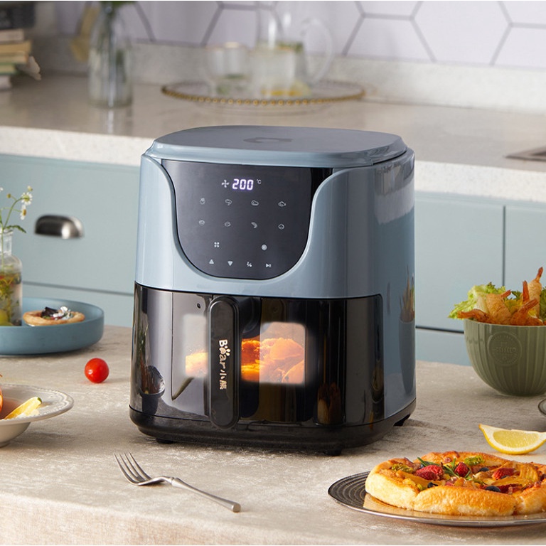 Nồi Chiên Không Dầu Bear 5 Lít cao cấp, màn hình cảm ứng công suất 1550W, có đèn