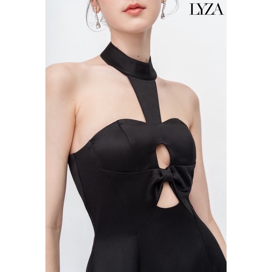 LYZA- Đầm đen cúp ngực Black Rose Dress