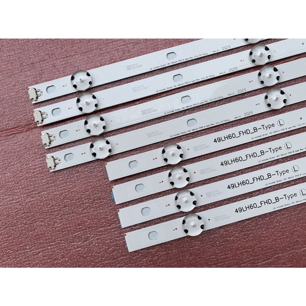 LED TIVI LG 49LH600T 49LH60_FHD_A 49LH60_FHD_B MỚI 100% BỘ 4 THANH DÀI A+B MỖI THANH 7 BÓNG 3V DÀI 99,3cm