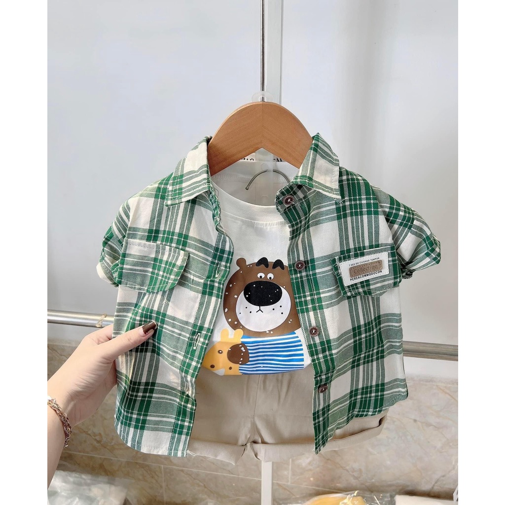 Set quần áo 3ct kẻ tiger bé trai