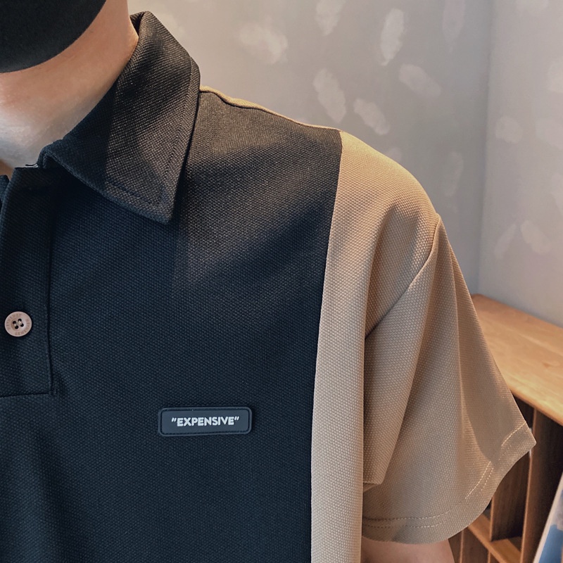 Áo polo nam nữ màu đen phối cà phê form rộng Hàn Quốc chất liệu poly cá sấu siêu thoáng mát, áo phông cổ bẻ unisex