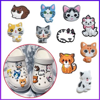 Bộ Sticker Hoạt Hình Gắn Dép Crocs Chủ Đề Mèo Siêu Dễ Thương - 10 Sticker Cross Jibbitz