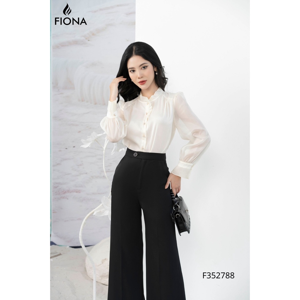 Quần dáng suông Fiona cạp tròn đính cúc trang trí F352788