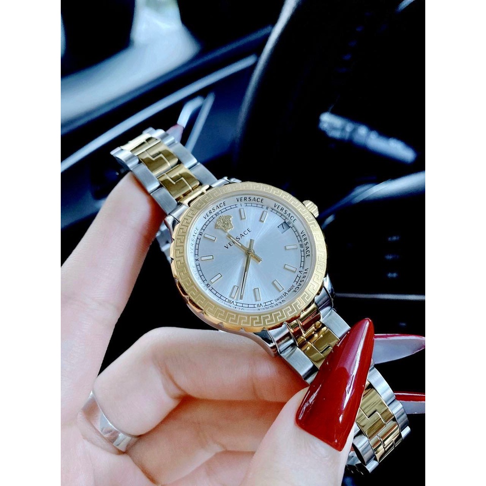 Đồng hồ nữ VERSACE LADIES HELLENYIUM WHITE dây thép demi - 35mm- Máy Thụy-  Bảo hành 24 tháng