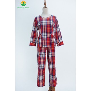 Bộ mặc nhà nữ thu đông Việt Thắng quần dài áo dài tay chất cotton B50.2003