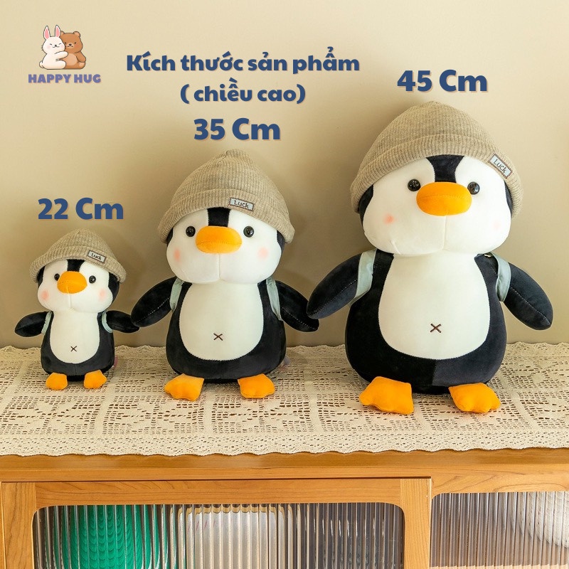 Gấu bông chim cánh cụt, đồ chơi thú nhồi bông bé trai bé gái size 22/35/45cm trang trí quà tặng dễ thương - Happy Hug