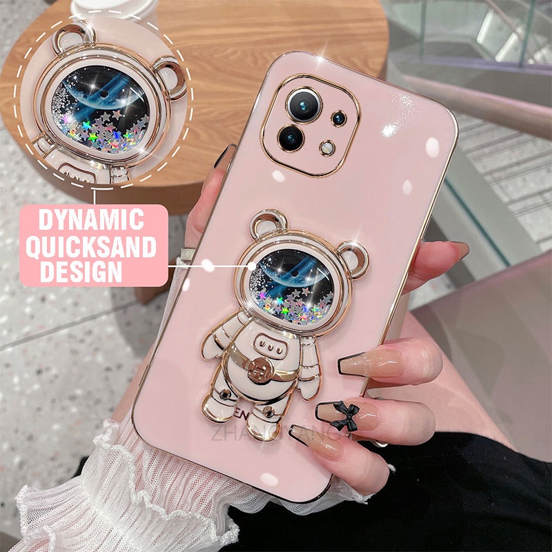 Ốp lưng Xiaomi 11 Xiaomi 11 lite Xiaomi 11t 11t pro Ốp Điện Thoại TPU silicone Mềm Mạ Điện 3D Có Giá Đỡ Hình Gấu Kim Tuyến Cho Xiaomi 11 Xiaomi 11 lite Xiaomi 11t 11t pro