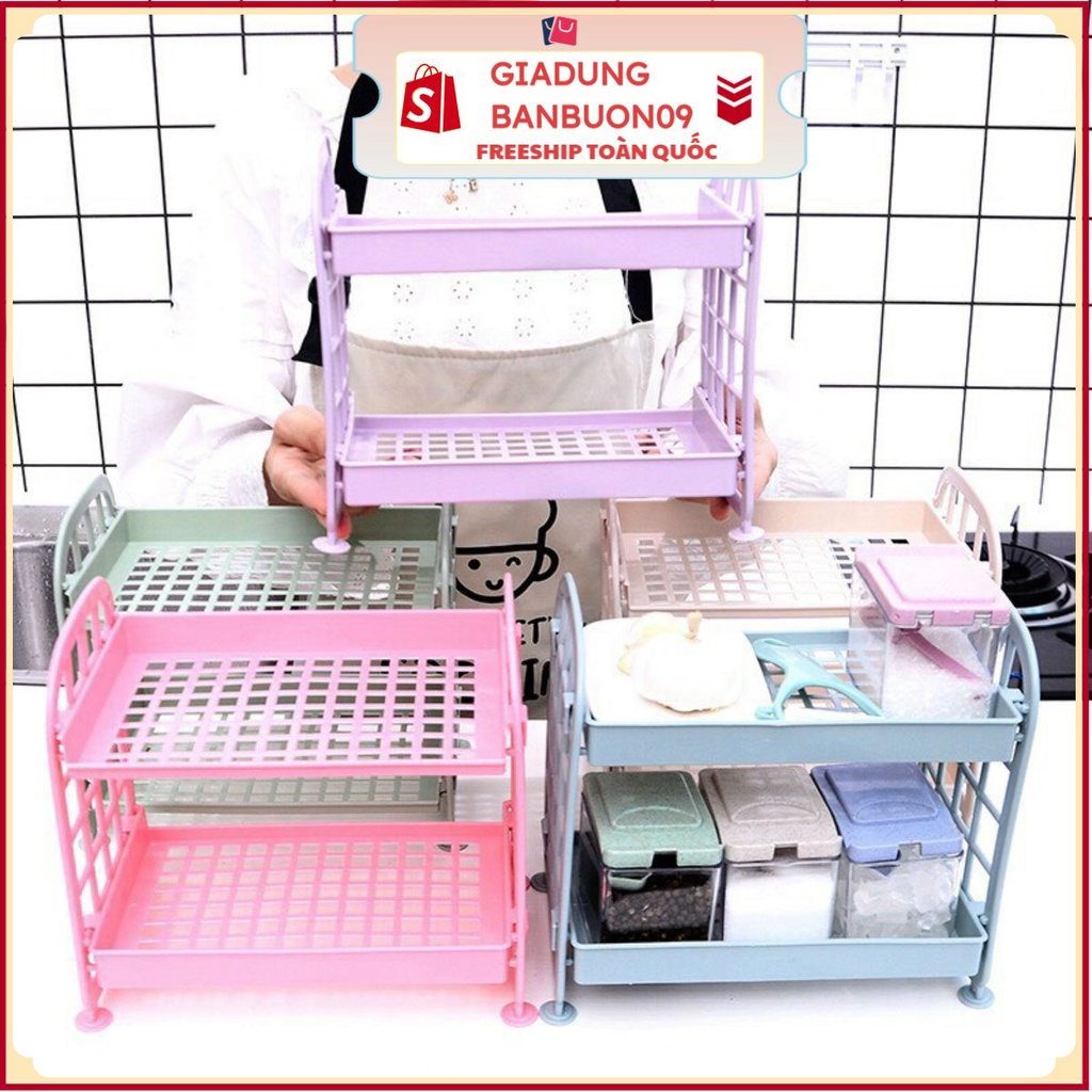 (CAO CẤP) Kệ Nhựa Mini 2 Tầng Mini Đựng Đồ Đa Năng Nhỏ Gọn Siêu Xinh ❤️ 𝗚𝗜𝗔𝗗𝗨𝗡𝗚𝗛𝗔𝗡𝗢𝗜𝟯𝟵 ❤️