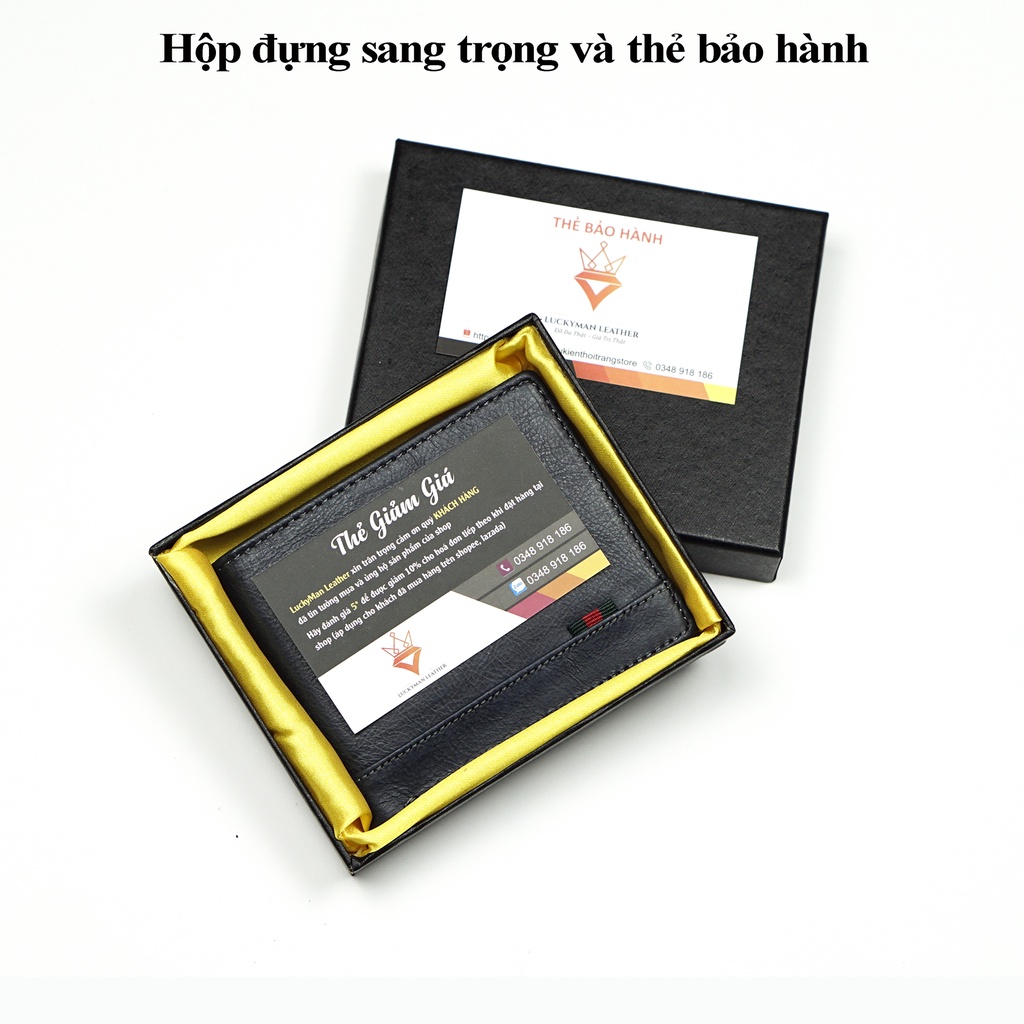 Ví nam mini nhỏ gọn da bò thật fullbox box bảo hành 12 tháng