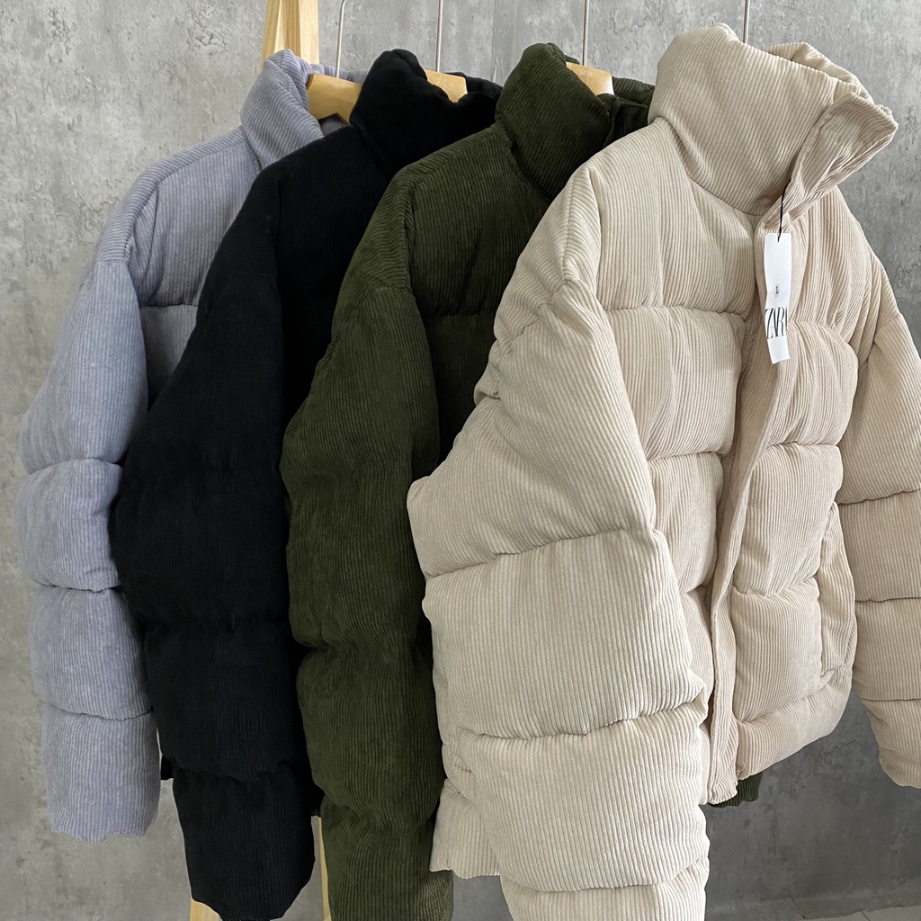 Áo khoác phao nhung tăm Z.R cao cấp nam nữ dáng rộng