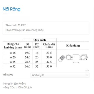 [XẢ KHO] Nối Răng PVC TIẾN PHÁT Phi 20 (Bịch 100 Cái), Phi 25 (Bịch 50 Cái) - Nối ống (răng)