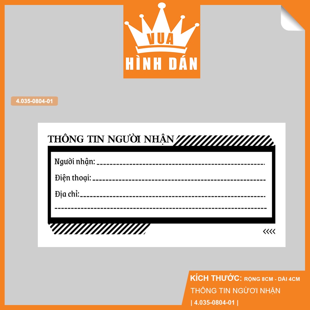 Set 50/100 sticker THÔNG TIN NGƯỜI NHẬN   - tem đa năng nhãn nhận hàng dán lên món quà, đơn hàng, thư từ