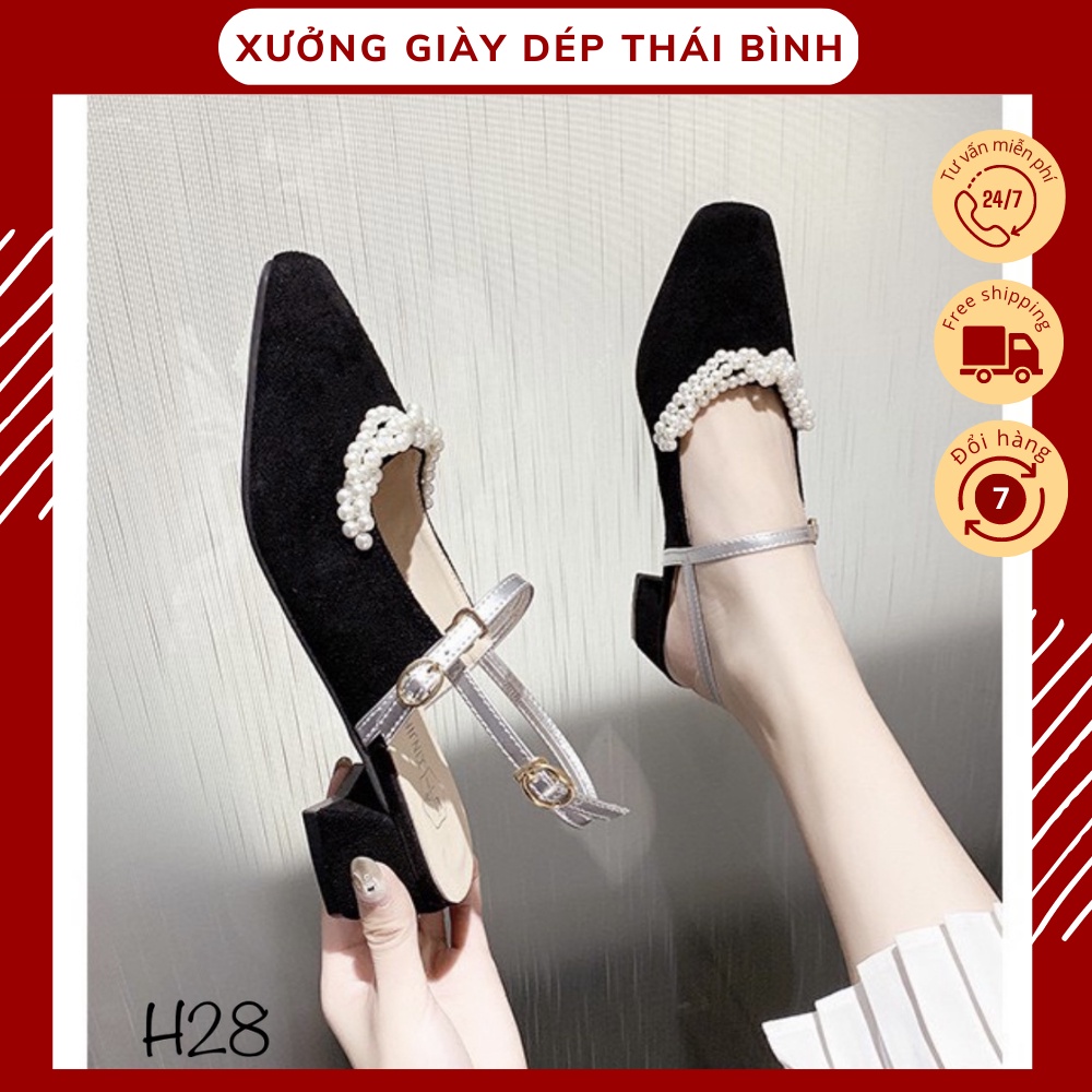 Sục Nhung Màu Đen Đính Ngọc Cao 3p Chấtliệu Nhung Da Lộn, Đi Chắc Chân - H28
