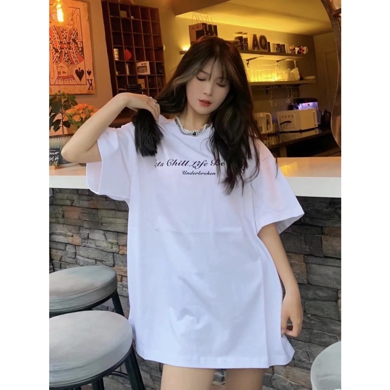 Áo thun phông logo tay nam nữ tay lỡ form rộng CHILL LIFE Unisex