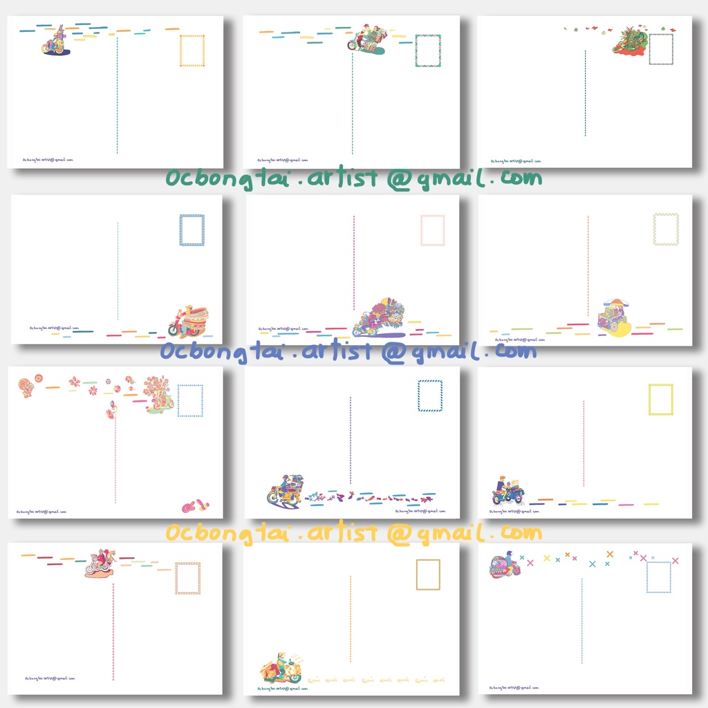 Postcard Bộ Xe Cộ Việt Nam Thú Vị  by ocbongtai.artist